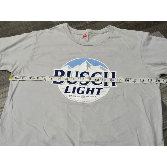 Hanes Nano Gray Busch Light Short Sleeve Crew Neck Shirt Brewed In USA St.Louis - Picture 4 of 7